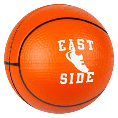 Imprinted blue basketball foam squishy.